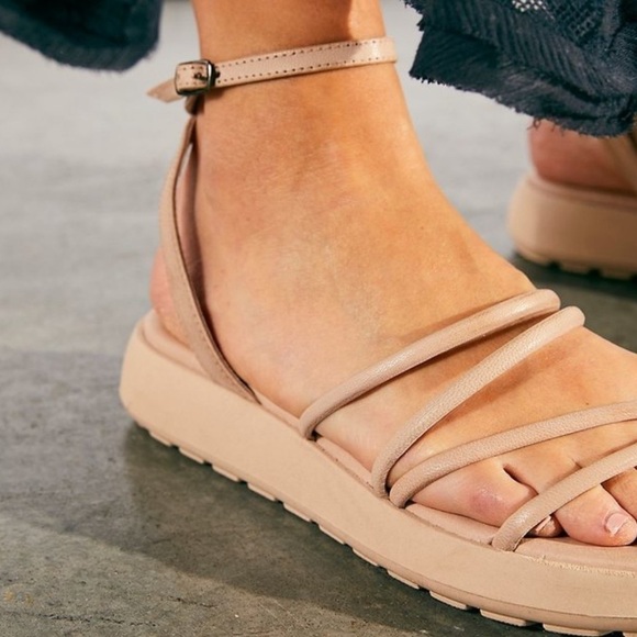 NWB Free People Vivienne Leather Strappy Platform Sandal Coral Sand Size 38 - Picture 4 of 10